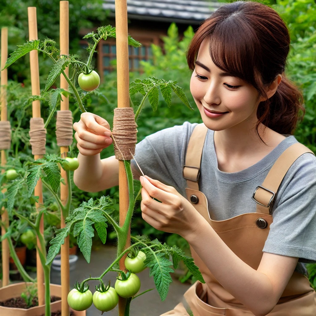 適切な支柱立てと誘引