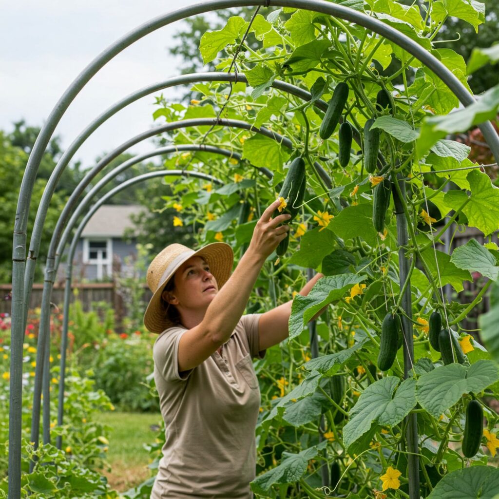 アーチパイプを活用した支柱の立て方