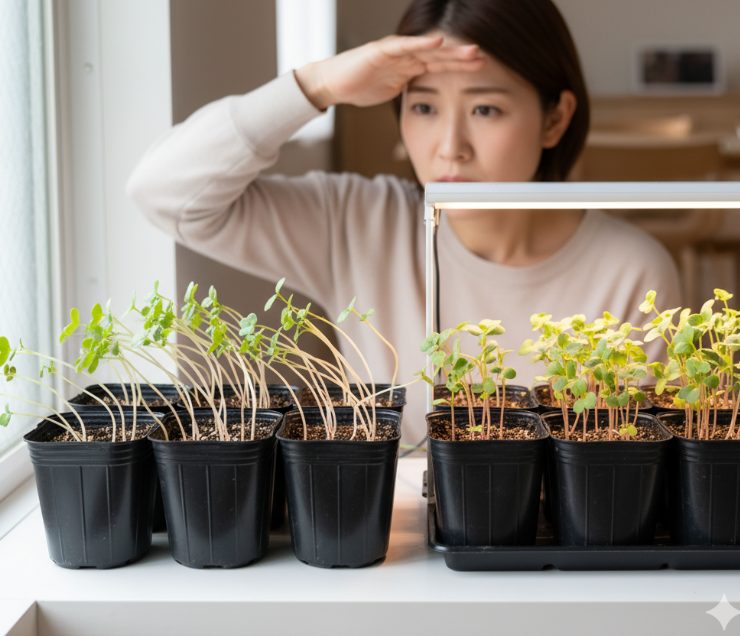 芽が出たら日光不足に注意する