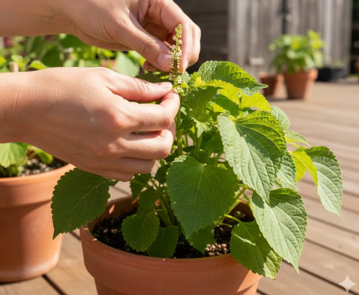 葉を収穫するなら花は摘むべきか