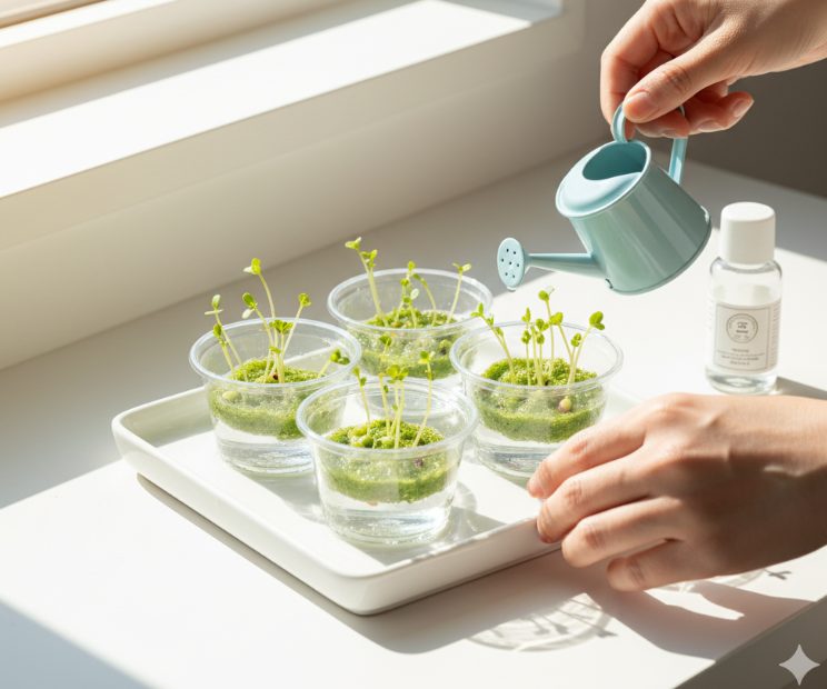 発芽後の日光と水やりの管理