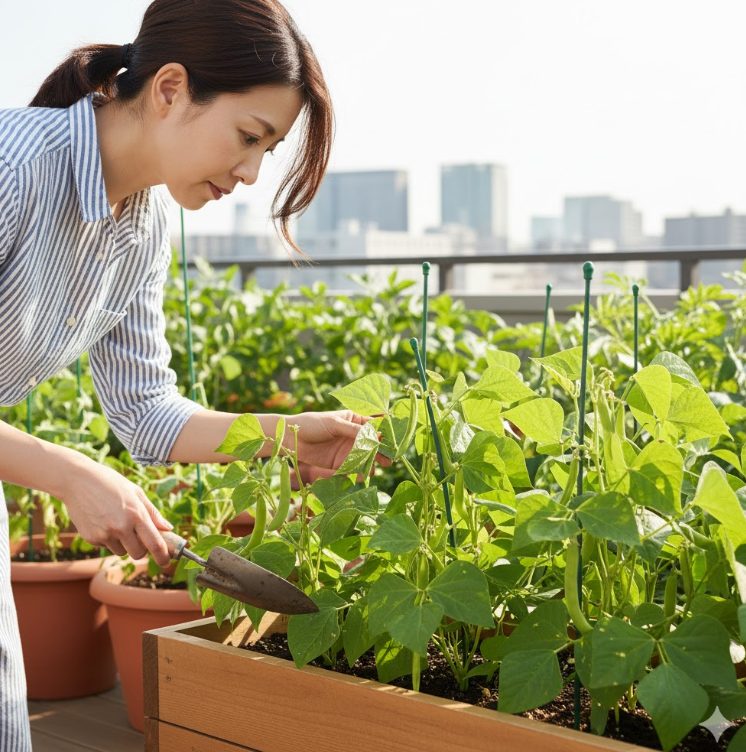 つるなしインゲン種まき時期に合わせた栽培管理