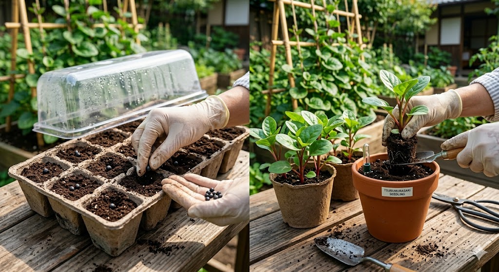 つるむらさきの育て方の手順｜種まきから苗の植え付け方法